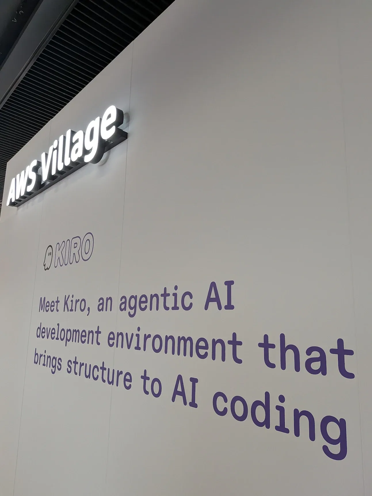 AWS Village wall presenting Kiro as an agentic AI development environment